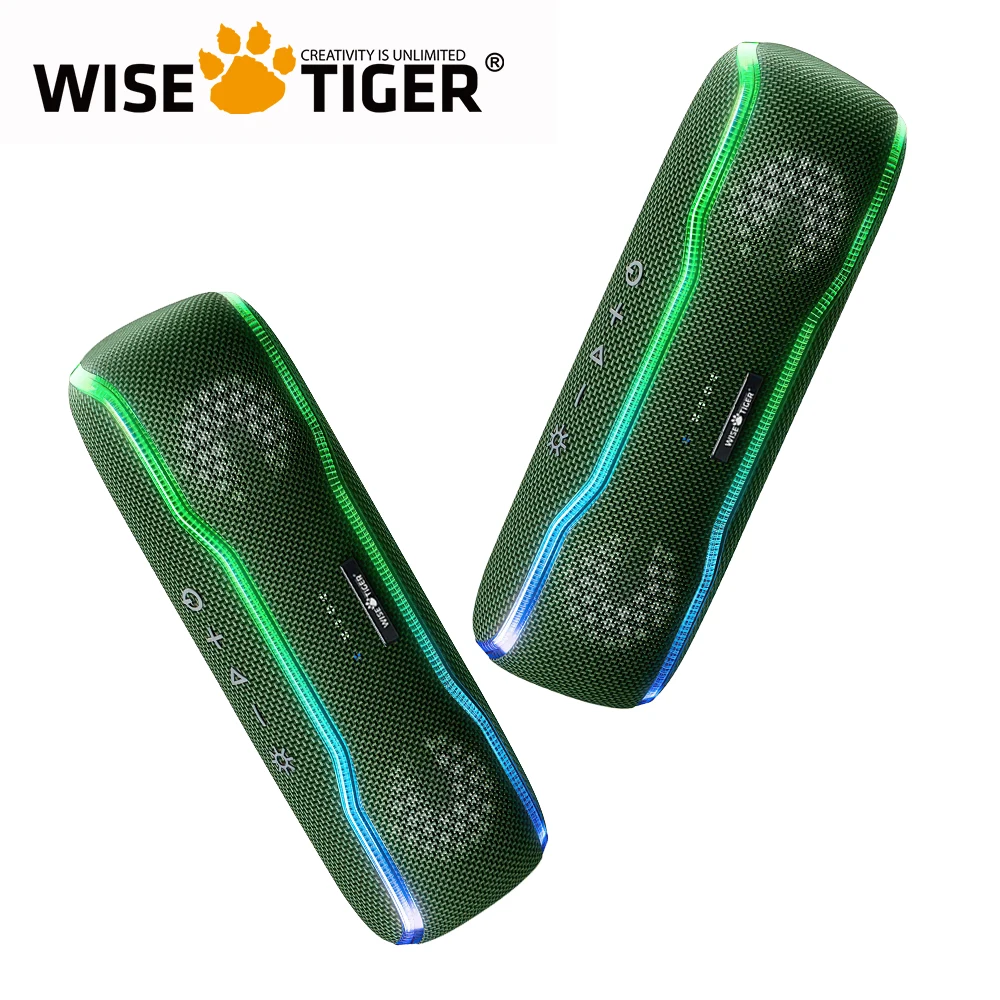Bluetooth-Колонка WISETIGER армейского зеленого цвета, водонепроницаемая IPX7, 25 Вт, BT5.3