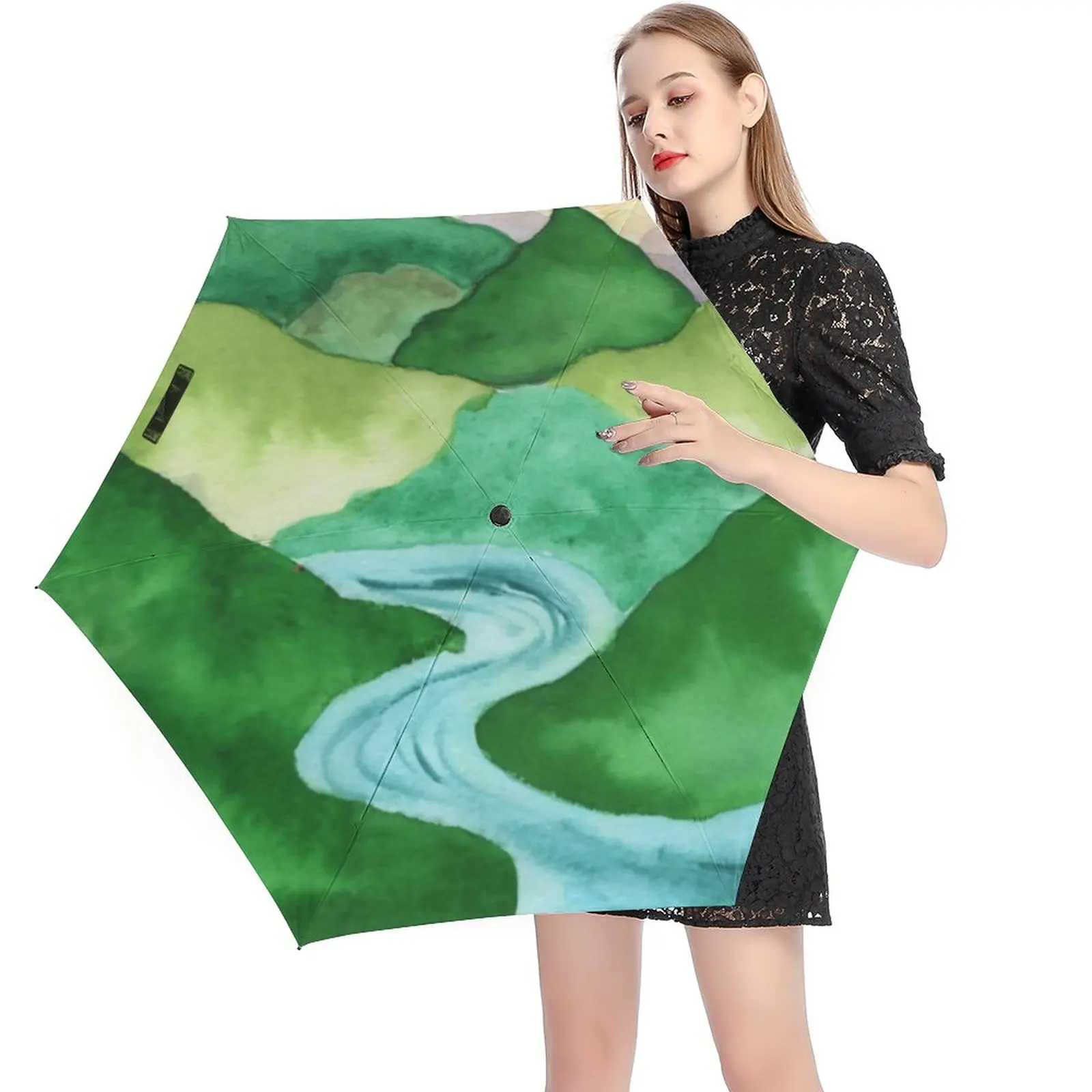 

Зонт с абстрактным принтом горного хрусталя, 5 сложений, 6 ребер, легкий, с защитой от ветра, для мужчин и женщин