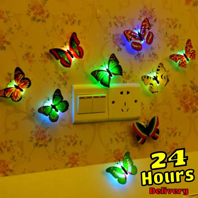 

10pcs Led Decorative Hot Selling Toy Creative Colorful Luminous Butterfly Night Light Paste Wall Lamp Small Atmosphere Light