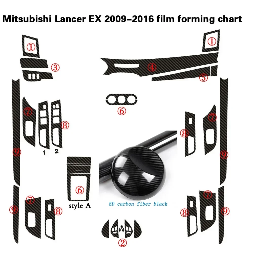 

Автомобильный Стайлинг, углеродное волокно, салон автомобиля, центральная консоль, изменение цвета, литые наклейки, наклейки для Mitsubishi Lancer EX 2008-2016