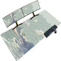 japanese oil painting style anime mouse pad carpet 1200x500 xxxxl led rgb pad with its print backlit desk protector ultra large