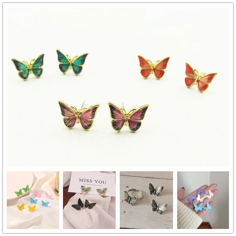 

Timlee E065 Free Shipping Simple Dripping Oil Butterfly Alloy Studs Earrings Fashion Jewelry Wholesale