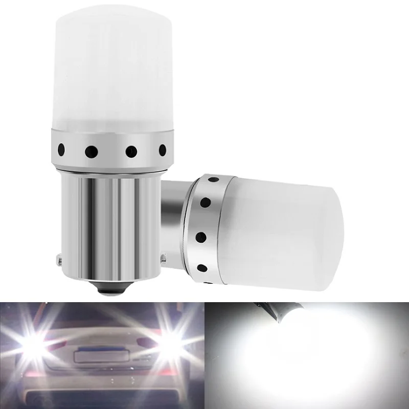 

2 шт., автомобильные светодиодсветодиодный лампы 1156 P21W Ba15S P21/5W 1157 BAY15D 3030 SMD