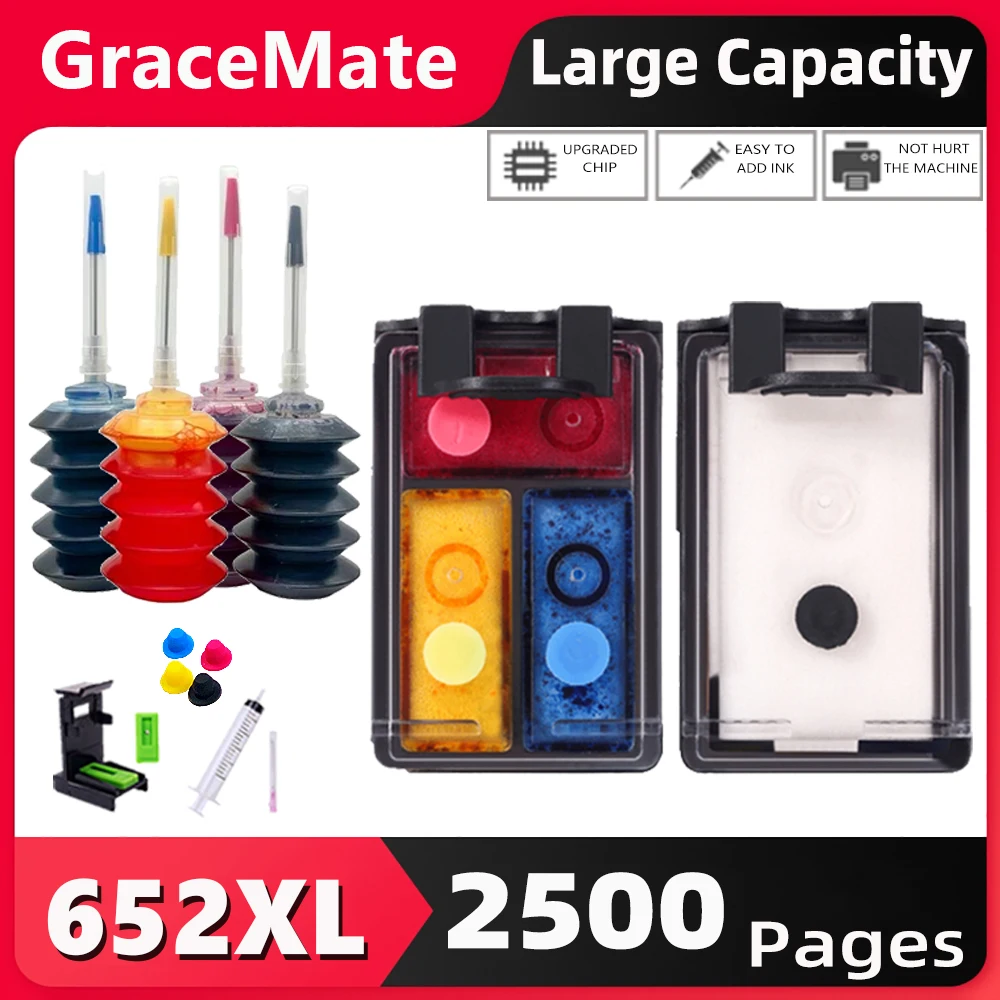 

652XL Refillable Ink Cartridge Replacement for hp652 HP 652 XL for HP Deskjet 1115 1118 2135 2136 2138 3635 3636 3835 4535 2675