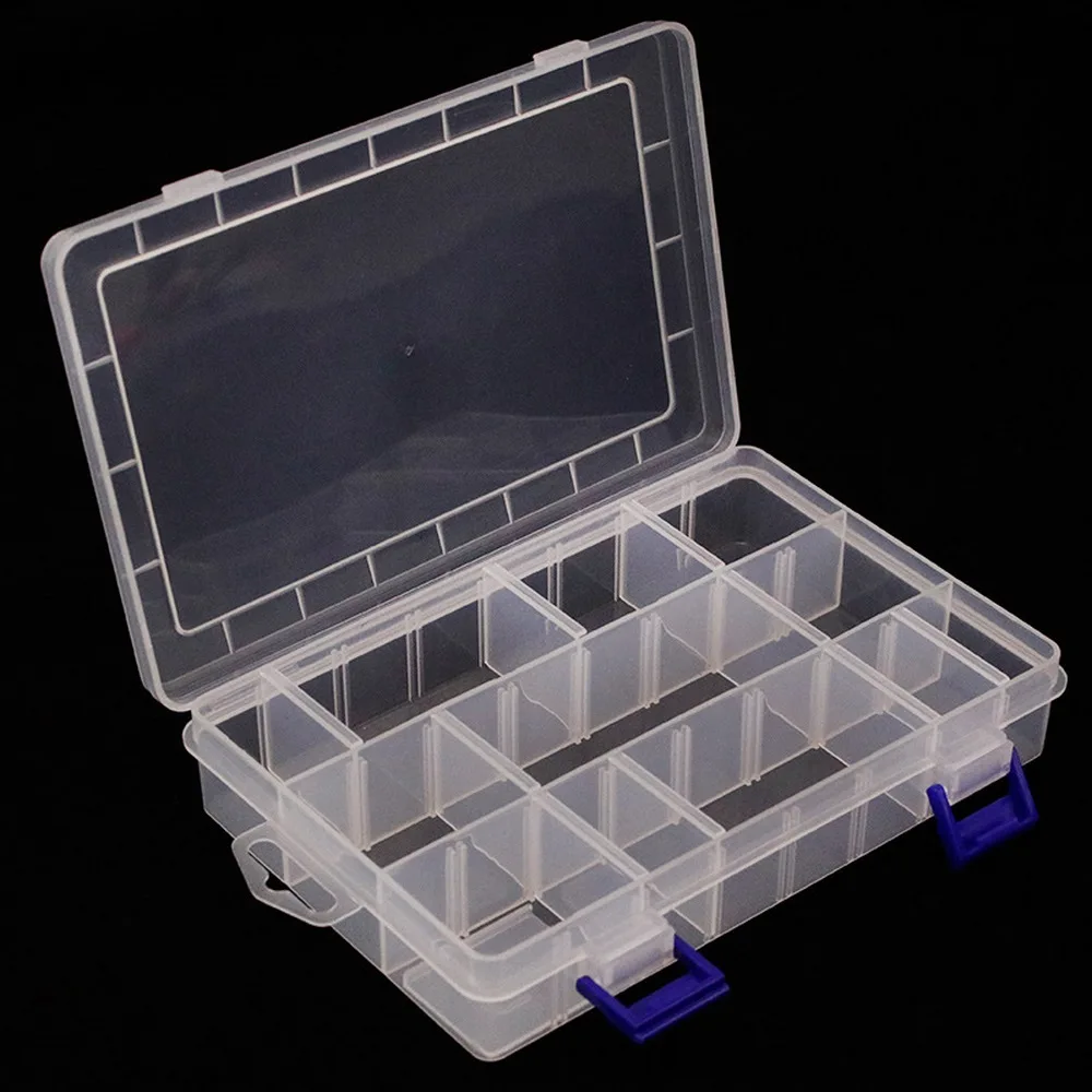 

Lure Tackle Box Fishing Baits Case PP Material 20*14*4cm Single Layer Space Adjustable 13 Grids Translucent Lock Storage Tool
