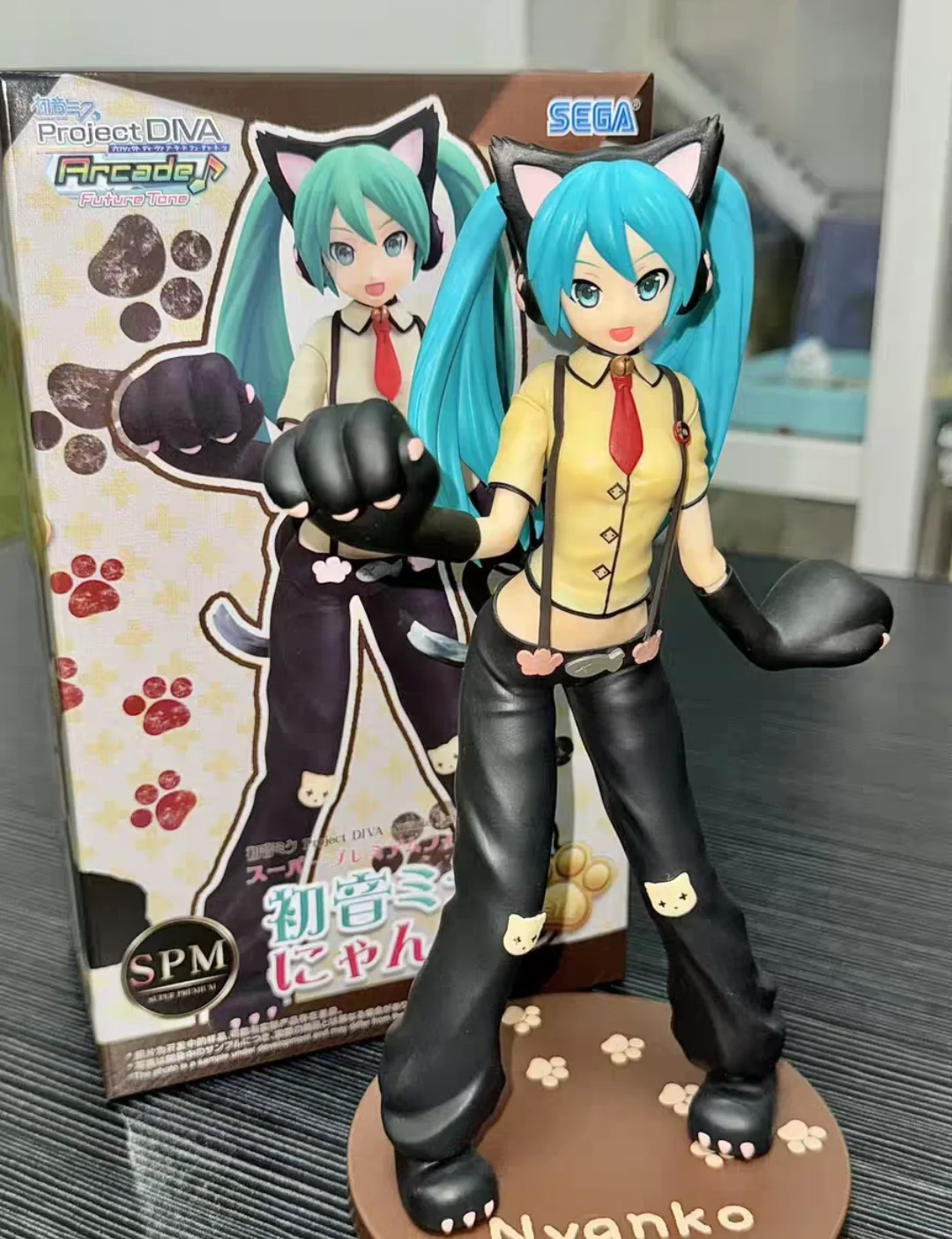 Фото Оригинал в наличии Sega Spm Vocaloid Hatsune Miku Project Diva Cat версия ПВХ фигурка модель коллекция подарок украшение для рабочего стола №2