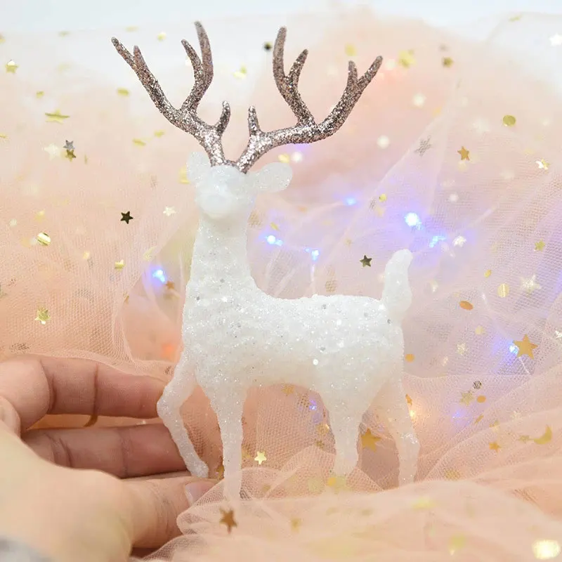 

Christmas Crystal Deer White Flash Cake Dessert Decor Forest Elk Kids Merry Christmas Gift Natal Navidad Noel New Year Decor