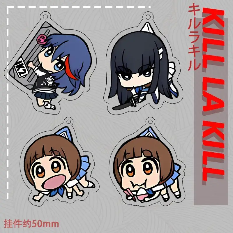 KILL La KILL Cute Anime Keychain Women Matoi Ryuuko Mako Sanageyama Uzu Key Chain Man KLK Acrylic Key Ring Bag Pendant Ornament