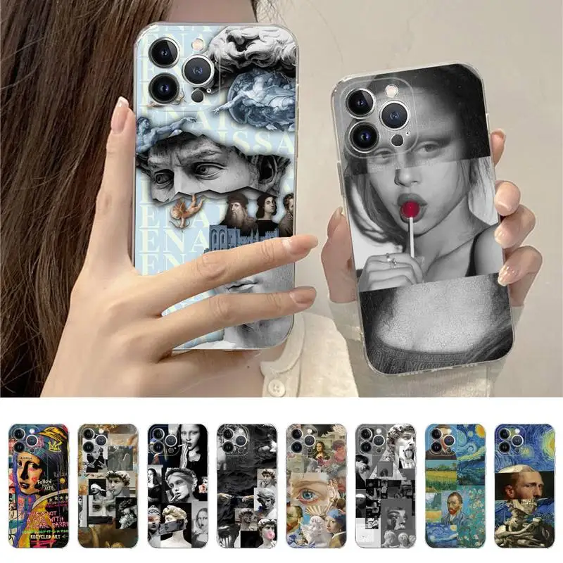 

funny david mona lisa paintings Phone Case For iPhone 14 11 12 13 Mini Pro XS Max Cover 6 7 8 Plus X XR SE 2020 Funda Shell