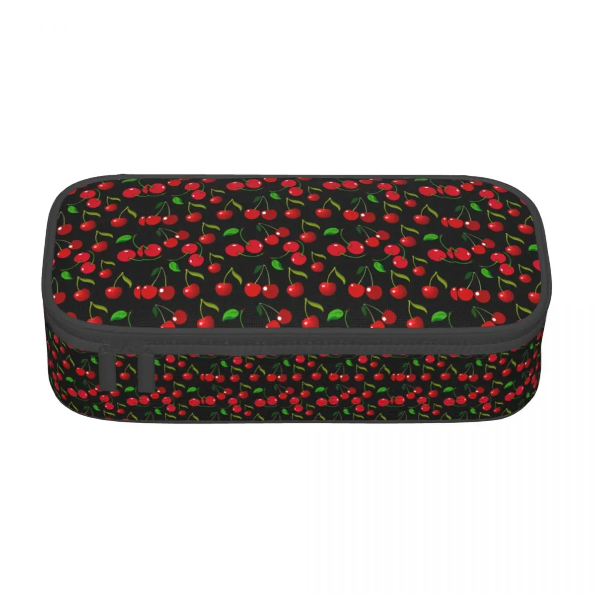 

Red Cherry Pencil Case Cute Fruit Print For Teens Elementary School Zipper Pencil Box Large Cute Pen Bags