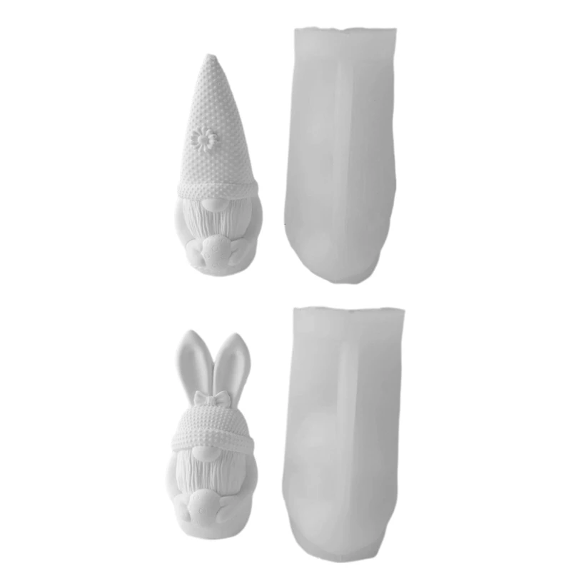 

H9ED Easter Rabbit Silicone Mold Resin Epoxy Casting Mold Christmas Ornaments Clay Bearded Dwarf Epoxy Mold DIY Craft