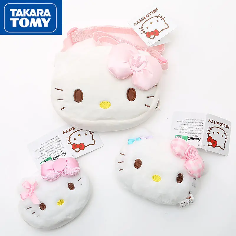 

TAKARA TOMY Cute cartoon Hello Kitty print messenger bag simple bow children's coin purse