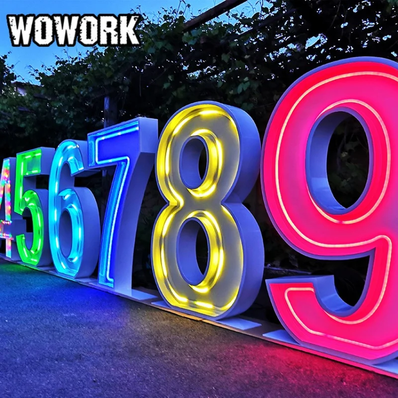 

2023 WOWORK wholesale Wedding Backdrop illuminated big neon marquee numbers led sign letter lights for party event backdrop