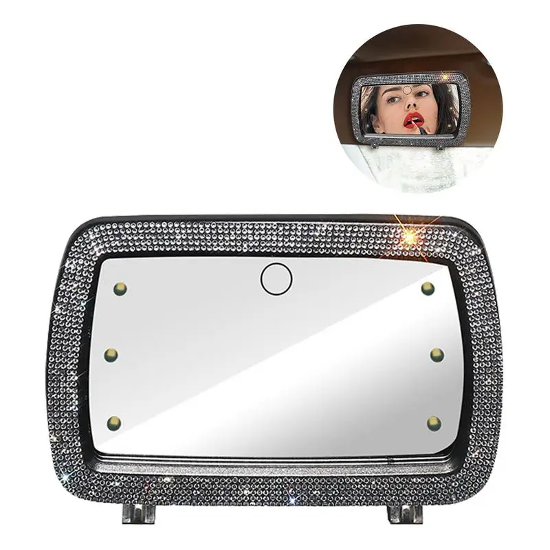 

Car Sun Visor Vanity Mirror Car Makeup Mirror With 6 LED Lights Car Cosmetic Mirror With Built-in Battery Universal Rear View