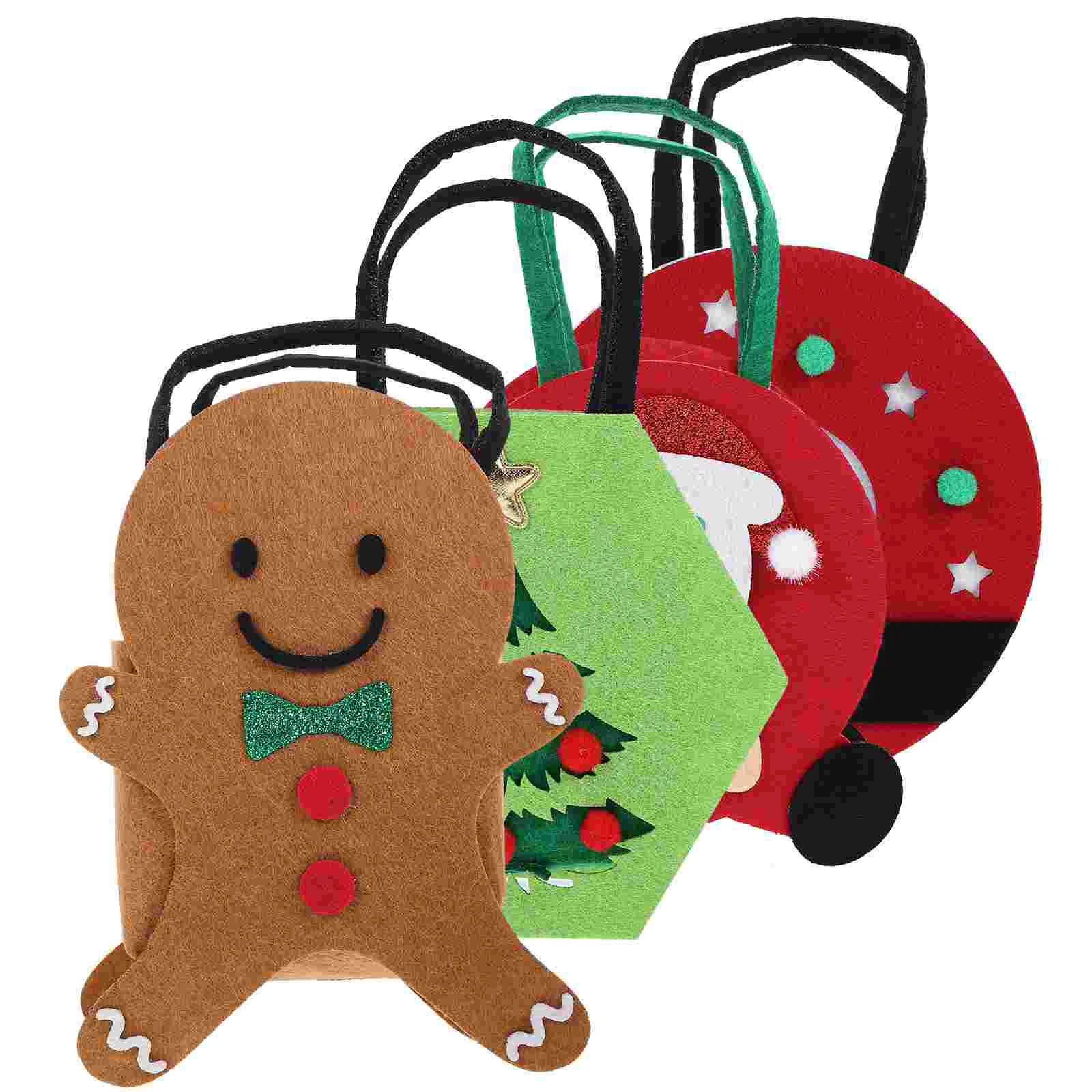 

4 Pcs The Gift Christmas Felt Tote Bag Wrapping Bags Presents Bulk Child Candy Holder
