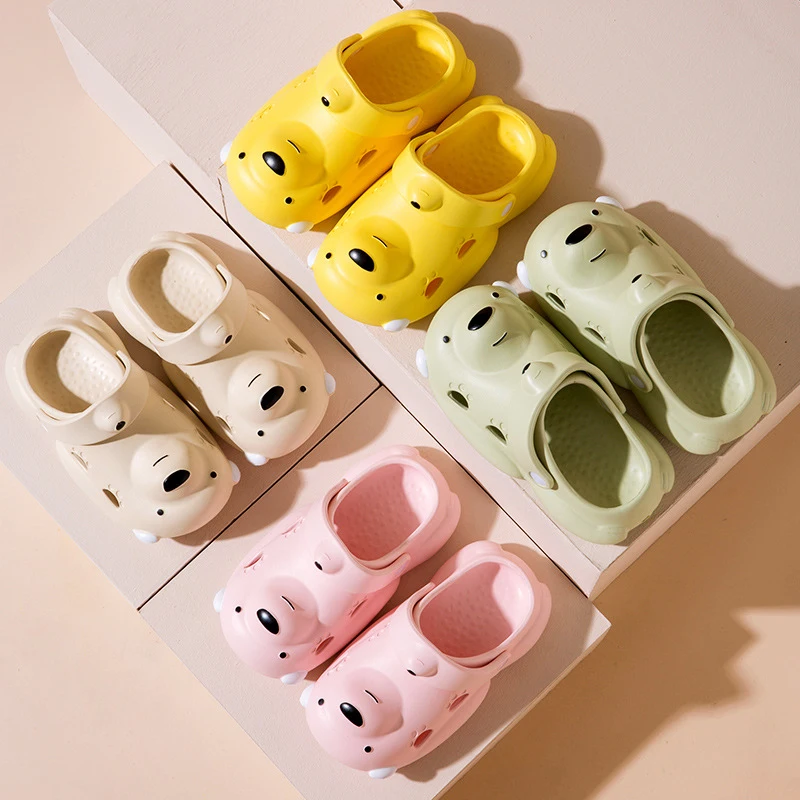 Slippers Children Cartoon Bear Breathable Shoes for Children Soft Lovely Animals Outdoor Slippers EVA Non-Slip Girls Slip on