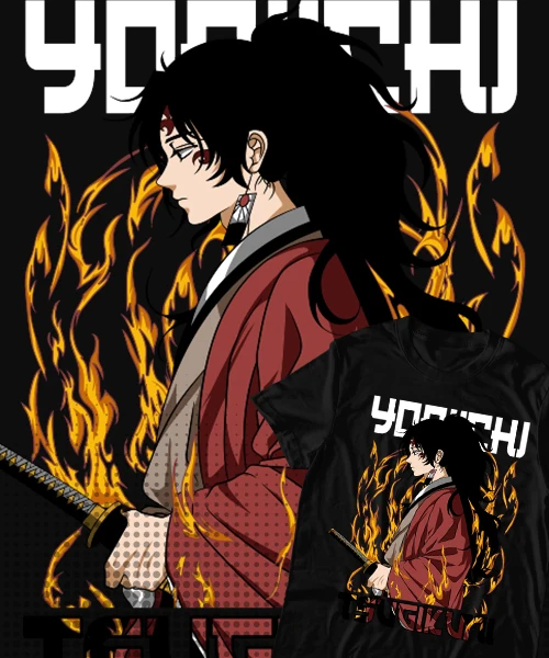 Фото Футболка для аниме, убийца демонов Yoriichi Tsugikuni Cazador de Demon №3