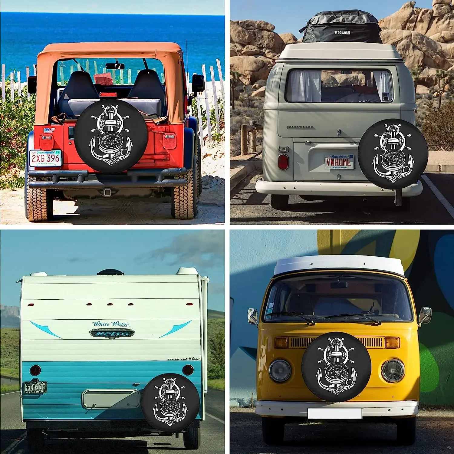 Прохладный якорь и компас чехол для запасного колеса защита колес