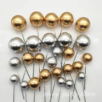 10pcsset 22 534cm cake decoration golden ball silver ball baking decor supplies birthday party accessories card insertion