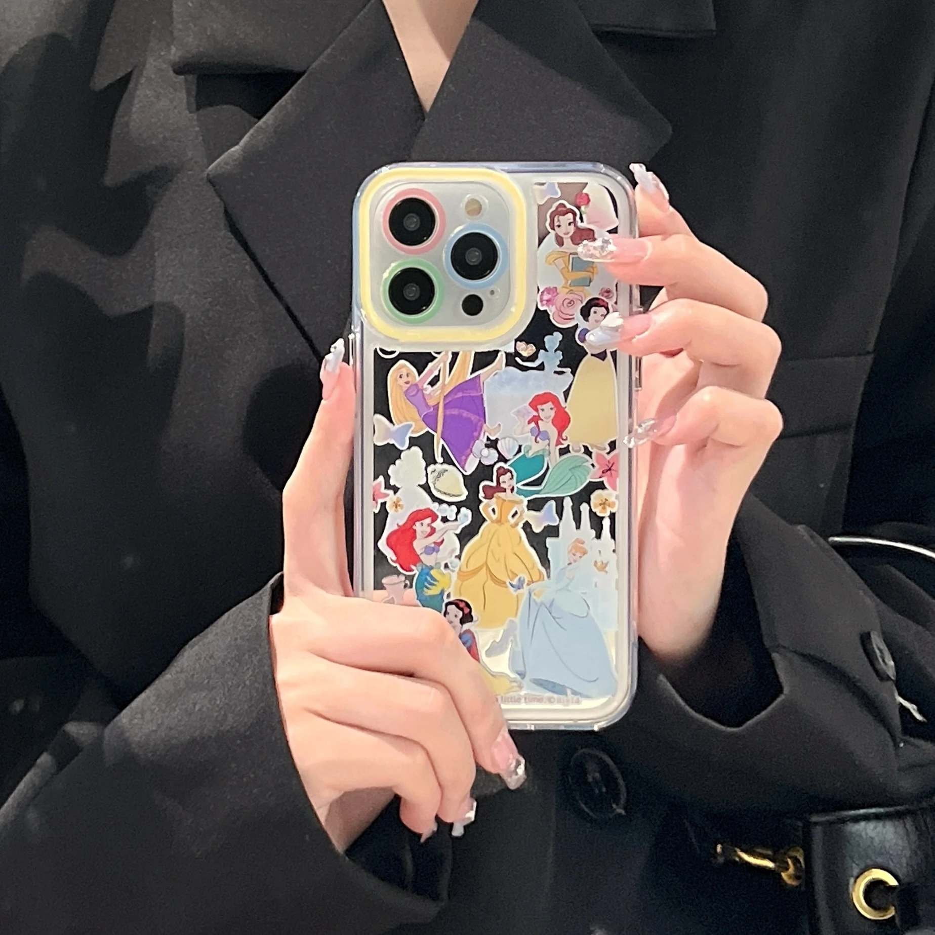

Luxury Disney Princess Cinderella Mirror Film Phone Case for IPhone 14 13 12 11 Pro Max 14 Pro Anti-drop Soft Back Cover Girl