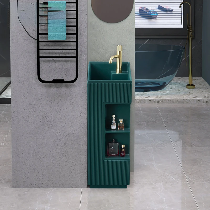 

Small Apartment Bathroom Column Wash Basin Integrated Floor-Type Small Mini Art Vertical Sink Wash Basin