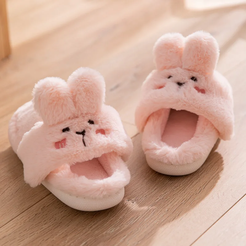 Cartoon Rabbit Slippers Cute Style Women Home Cotton Shoes Soft Comfortable Thick Sole Autumn Winter Couple Indoor Plush Slipper