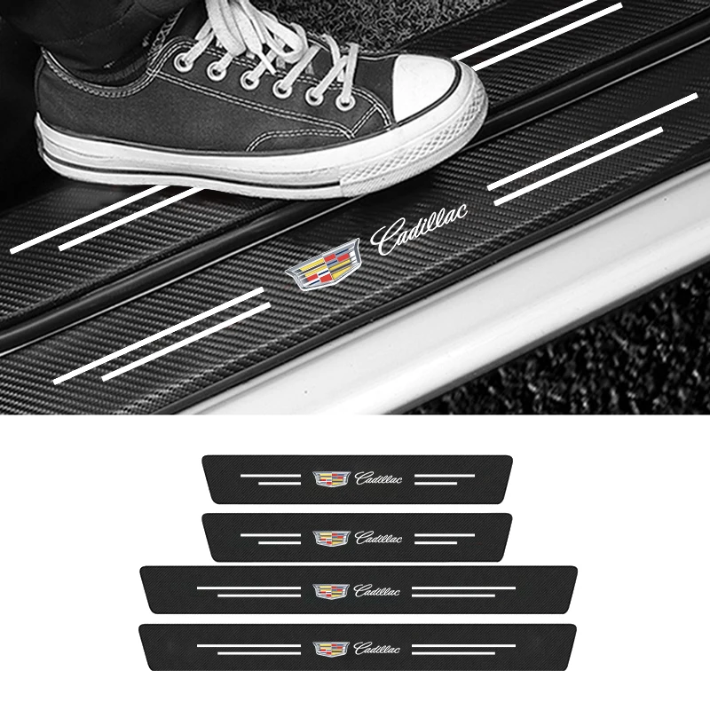 4 шт., Накладка на порог автомобильной двери, защита от царапин для Cadillac XT6 CT6 XT5 CT5 XT4 CT4 CTS ATS SRX BLS XLR XTS STS