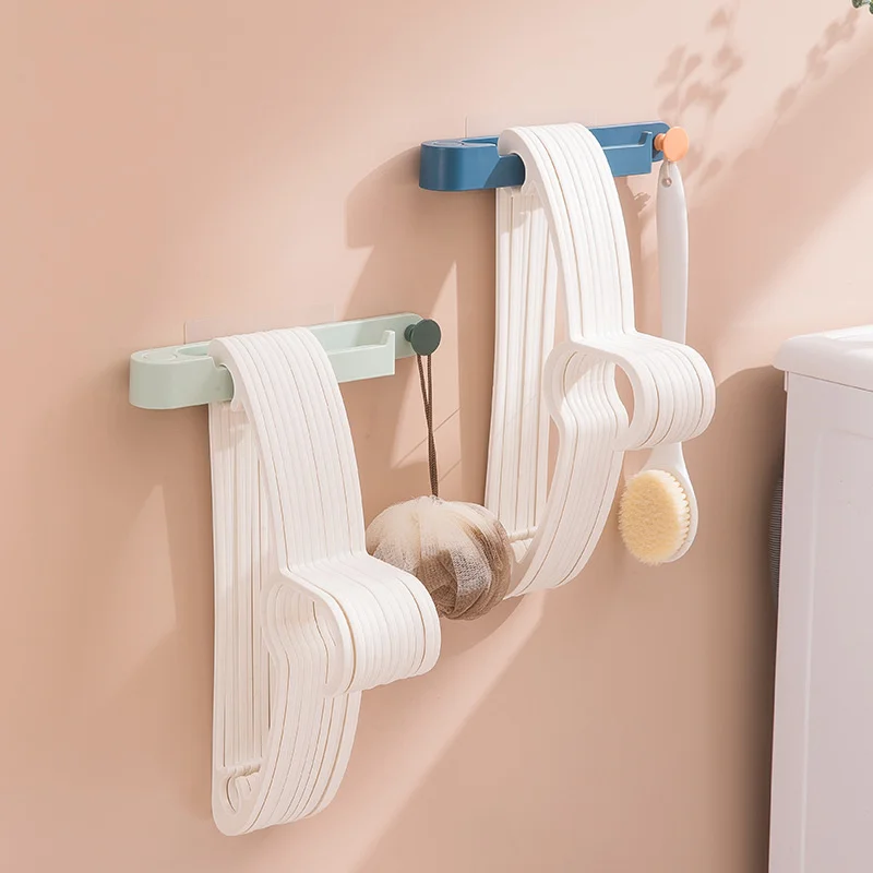 

Clothes Hanger Storage Rack with Multi-purpose Hook Self-adhesive Punch-free Home Kitchen Bathroom Balcony Organizer Hook