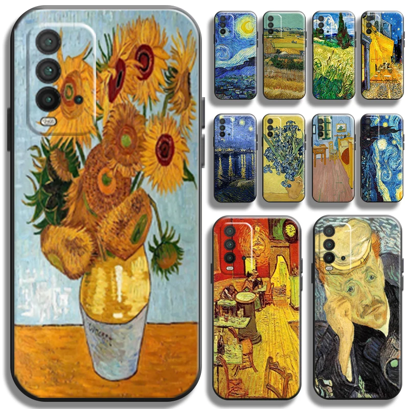 

Retro Van Gogh Oil Painting Phone Case For Xiaomi Redmi 9T 6.53 Inch Shockproof Black Full Protection Coque Carcasa Cases Funda