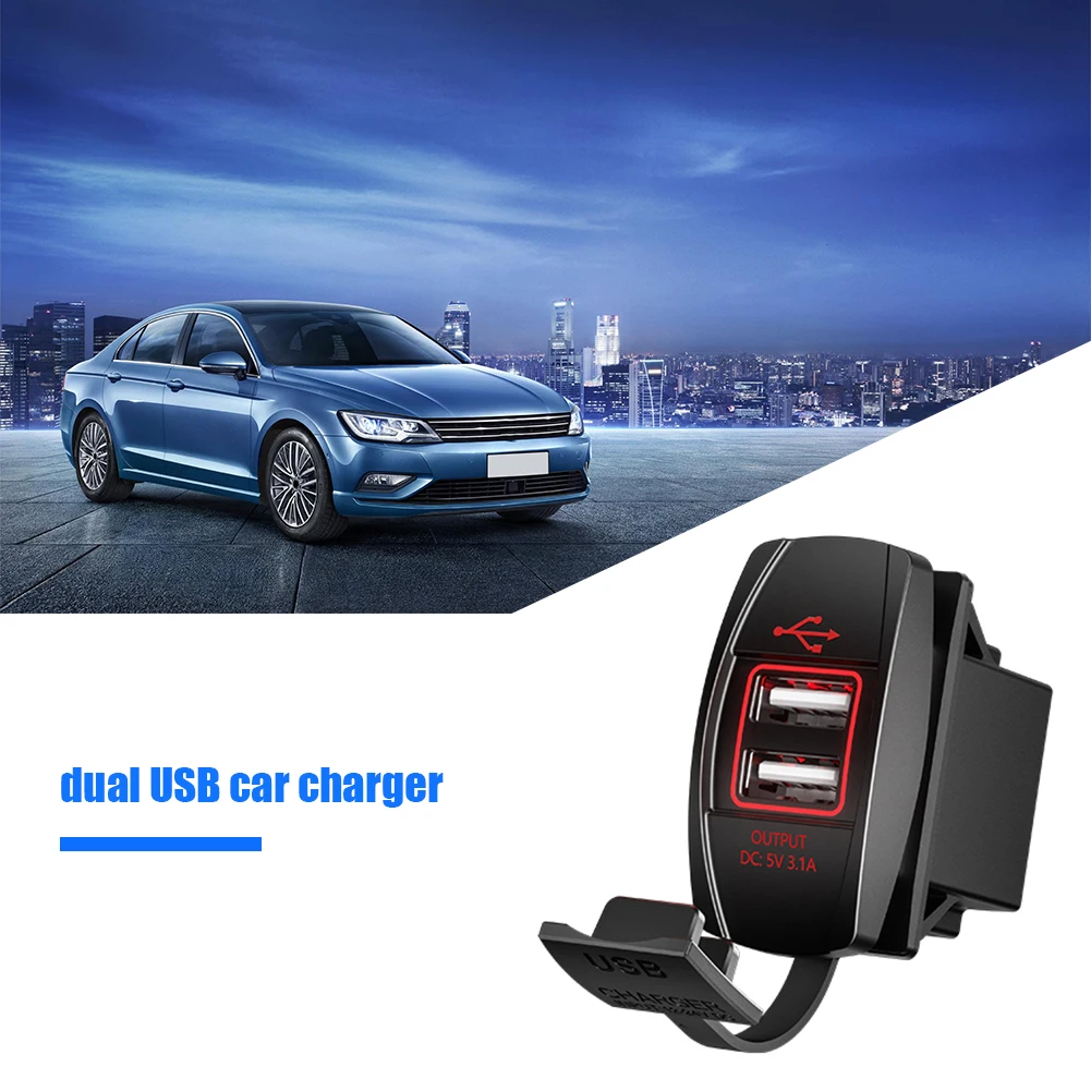 

Socket Car Charger Dual USB with Cover Easily Installation Personal Car F1 3.1A Elements for 12-24V Car Boat Motorcycle