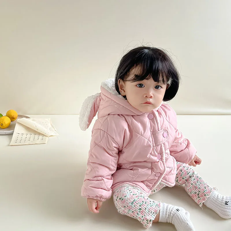

2022 Autumn Winter New Girl Children Thicken Plus Fleece Cotton Coat Boy Baby Cardigan Hooded Long Sleeve Tops Kid Cotton Jacket