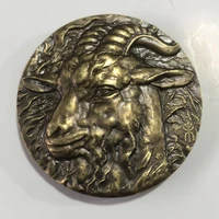 antique collection retro pure copper zodiac sheep commemorative coin chapter home crafts exquisite workmanship