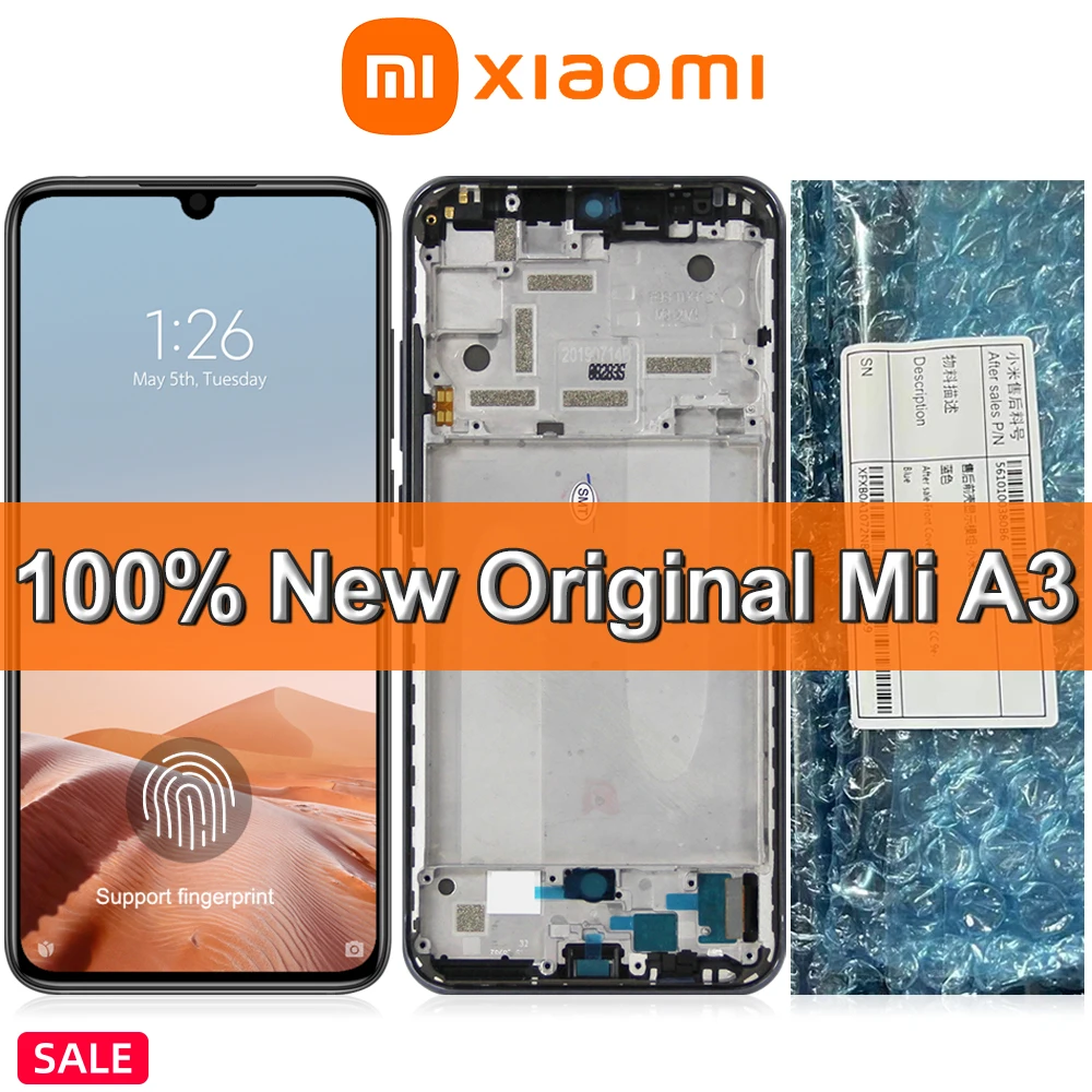 

100% Новый оригинальный Xiaomi Mi A3 ЖК-дисплей для MiA3 M1906F9SH, M1906F9SI сенсорный экран с отпечатком пальца, Mi CC9E дисплей заменить