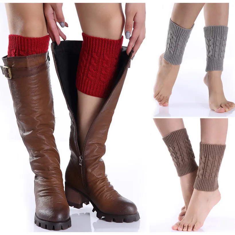 

Winter Thick Warm Knitted Leg Warmers Socks Boot Cover Fashion Thermal Women Stretch Boot Leg Cuffs Boot Socks Foot Warmer