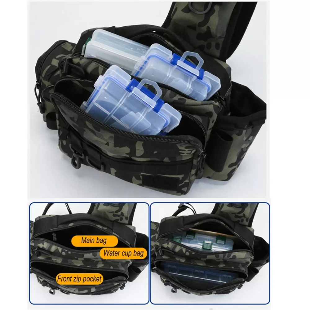 Tackle Bag Single Shoulder Crossbody Bags Waist Pack Fish Lures Gear Utility Storage Fishing Box Bag Tactical Bag enlarge