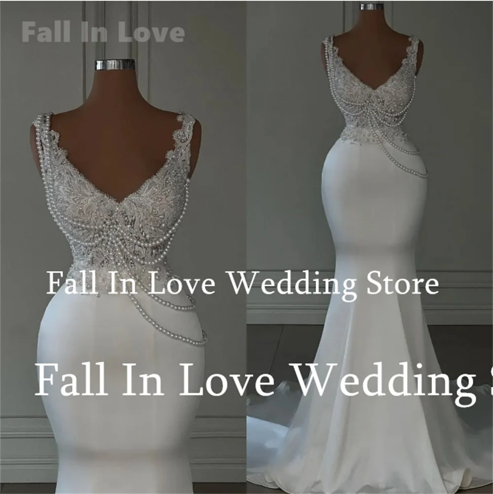 Новинка роскошное свадебное платье с V-образным вырезом жемчужные бусины