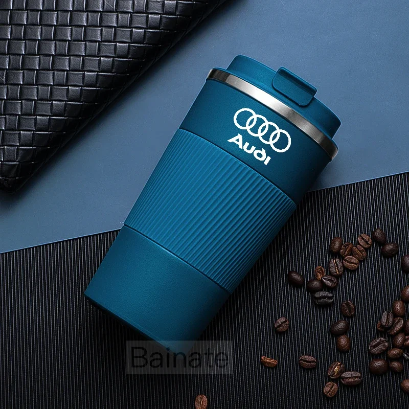 

510 мл автомобильная кофейная кружка из нержавеющей стали с крышкой, противоожоговая чашка для напитков для Audi A3 A4 B8 8P 8V B6 A5 A6 C7 Q5 B9 B7 C6 Q2 Q7 Q3 A7