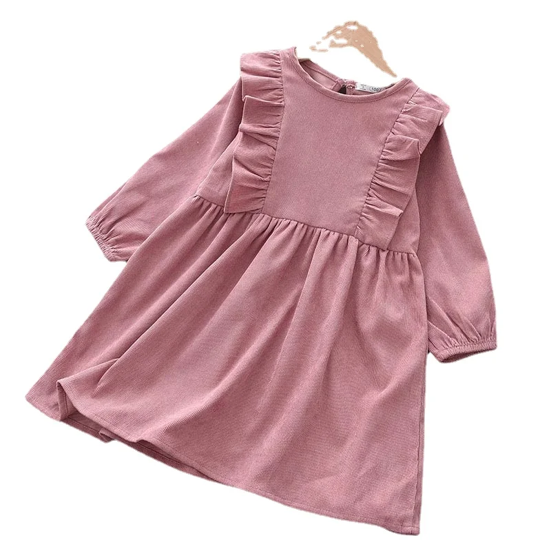 

Autumn Princess Casual Girls Dresses Fashion Long Sleeve Clothes Solid Color Dresses Kids Toddler Clothing Outfits New
