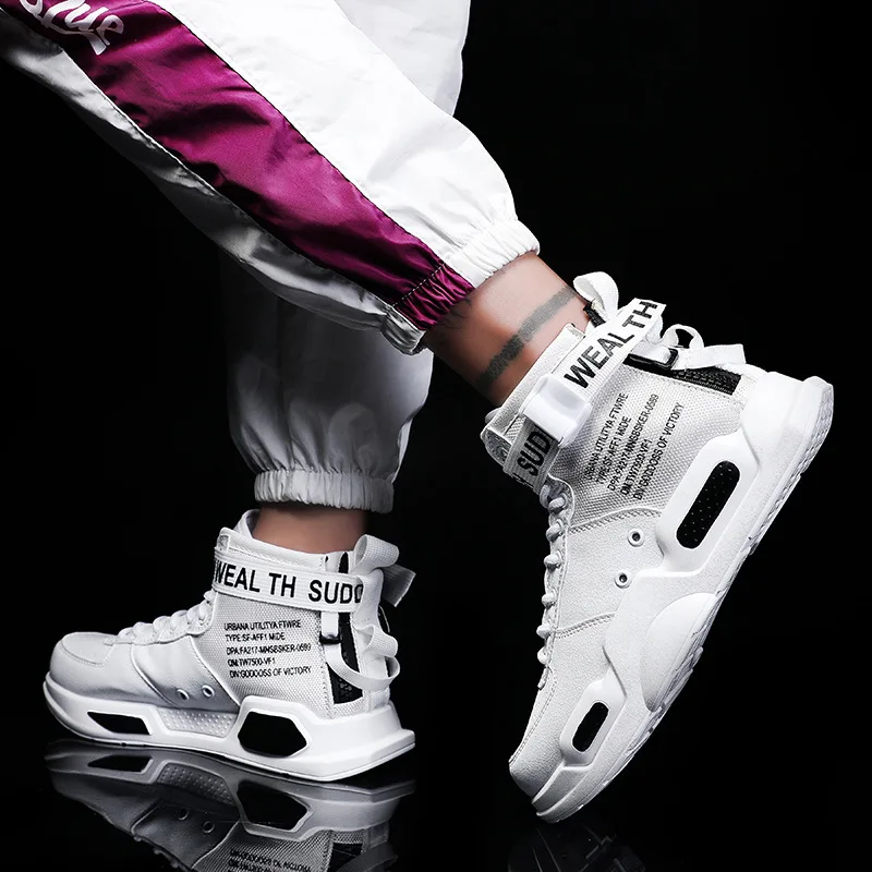 Men Basketball Shoes High Top Fashion Leather Sneakers Men Comfortable Casual Shoes Non-slip Breathable Unisex Women Sneakers