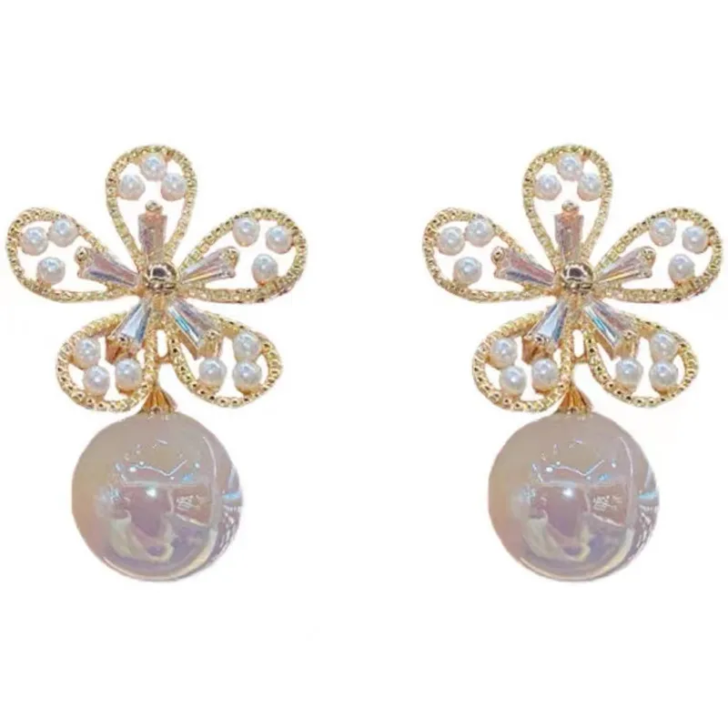 Модные жемчужные серьги-гвоздики со стразами элегантные роскошные свадебные