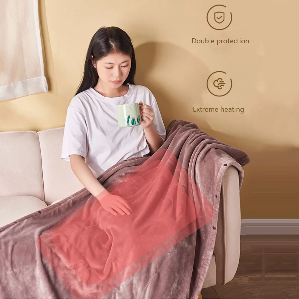 

USB Heated Blanket Home Office Electric Blankets Portable Heating Pad Flannel Washable Power Bank Warm Up Blanket Warming Pad