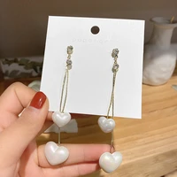 retro simulation pearl heart pendant stud earrings ladies 2022 new fashion rhinestone stud earrings long pendant jewelry