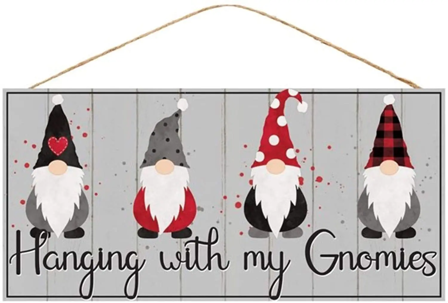 

Craig Bachman, 12" Wooden Sign: Hanging with My Gnomies - Christmas Gnomes Wood Wall Door Hanger Sign