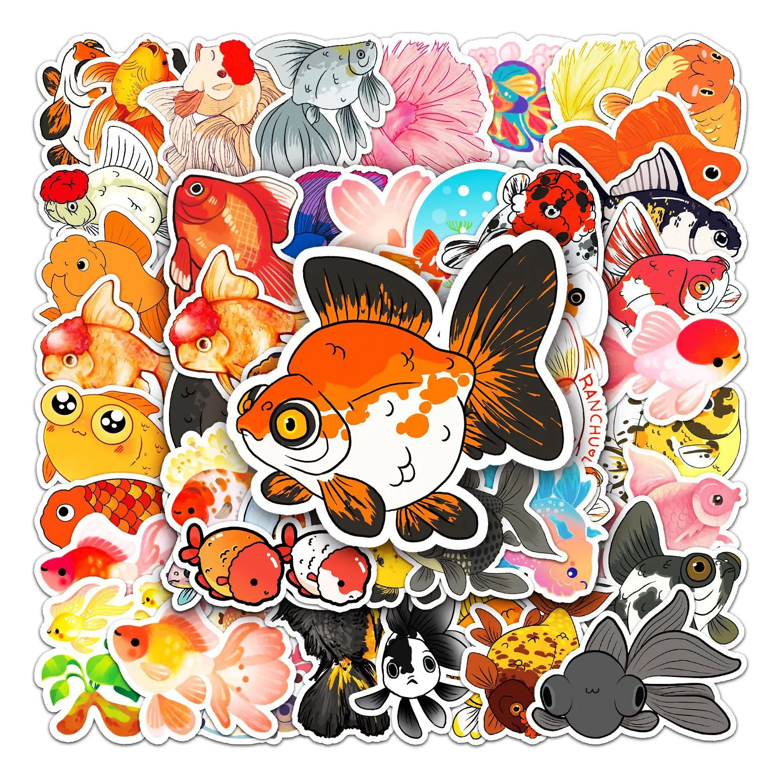 

10/30/50PCS Cartoon Goldfish Graffiti Sticker Mobile Phone Tablet Laptop DIY Skateboard Luggage PVC Decorative Sticker Wholesale