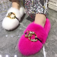 2021 new fashion womens fur flat shoes cute winter warm furry mink fur flat shoes women casual shoes