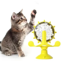 cat leaky interactive toy small dogs windmill cat feeding food dispenser iq toys 360%c2%b0 rotatable wheel slow feeder cat supplies