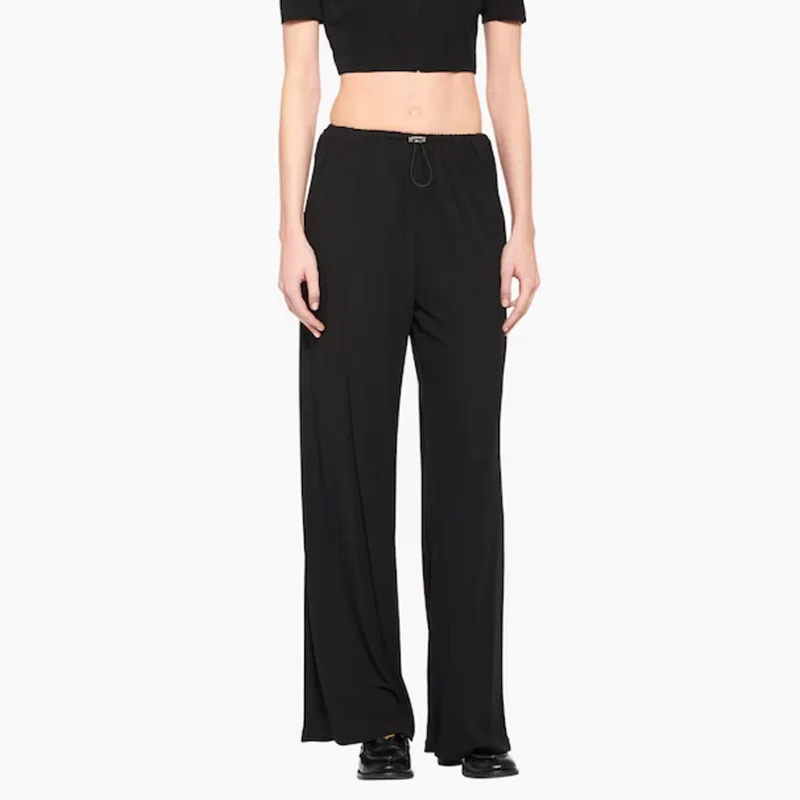 2023 Fashion High Waist Loose Straight Trousers Summer Vintage Black Drawstring Belt Lady Office Wid-leg Pants Women Streetwear