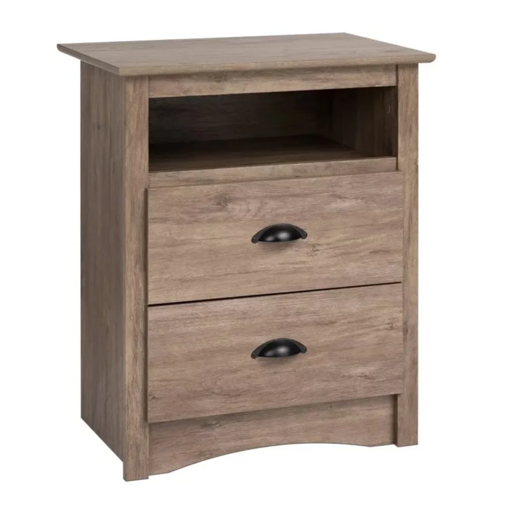 

Sonoma 2 Drawer Tall Bedroom Nightstand With Open Shelf, Drifted Gray