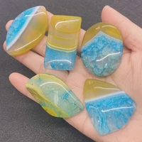 5pcsset natural stone agate charms necklace leaf pendant reiki triangle jewelry diy making earrings marquise shape charms blue