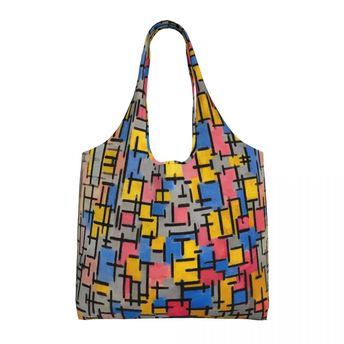 Изготовленная на заказ сумка для покупок Piet Mondrian холщовая большая плечо